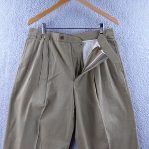 Zanella Outdoor Mens Khaki Pleated Classic Fit Dress Pants Size 34 Made in Italy